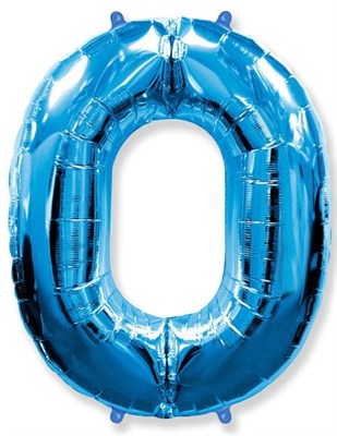Фольгированный шар "большая цифра "0" синяя - фото 4521