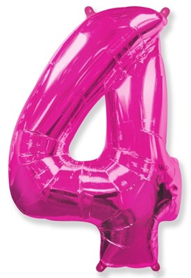 Фольгированный шар "большая цифра "4" розовая - фото 4925