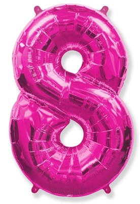 Фольгированный шар "большая цифра "8" розовая - фото 4934