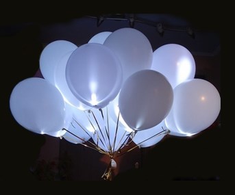 Белые светящиеся шары 30 см. для запуска с гелием - фото 5333