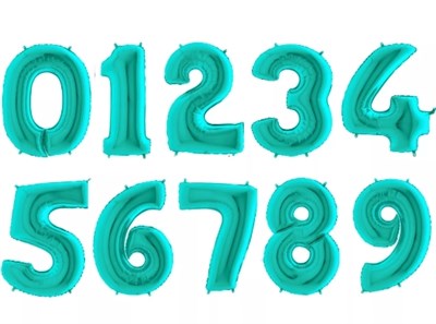 Большие фольгированные цифры с гелием, цвет "Тиффани" - фото 5337