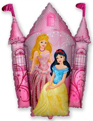 Замок с принцессами, фольгированный шар с гелием 86 см. - фото 5424