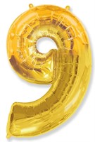 Фольгированный шар "большая цифра "9" золотая