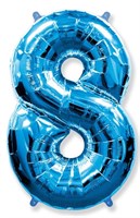 Фольгированный шар "большая цифра "8" синяя