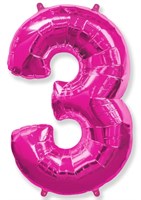 Фольгированный шар "большая цифра "3" розовая