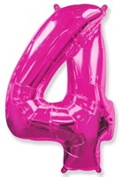 Фольгированный шар "большая цифра "4" розовая
