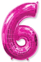 Фольгированный шар "большая цифра "6" розовая