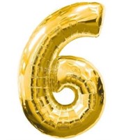 Фольгированный шар "большая цифра "6" золотая