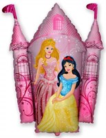 Замок с принцессами, фольгированный шар с гелием 86 см.