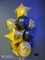 Композиция №415 из черных шаров , золотых фольгированных звёзд и конфетти
